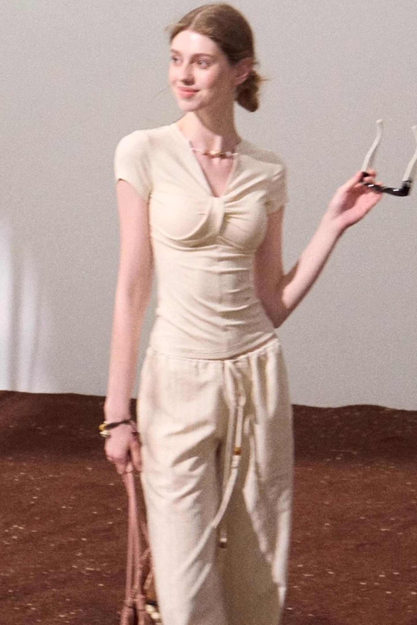 V-Neck Beaded T-Shirt