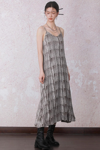 Velvet Tie-Dye Print A-Line Sundress