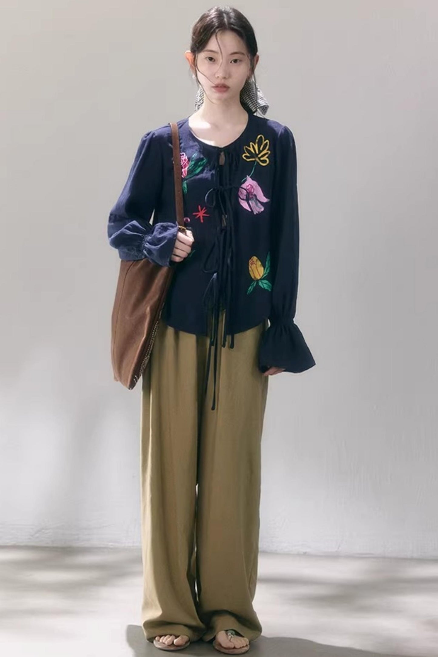 Linen Blend Wide-Leg Pants