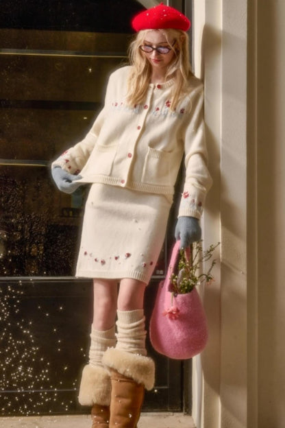 Snow Berry Wool Sweater Skirt Set-Up