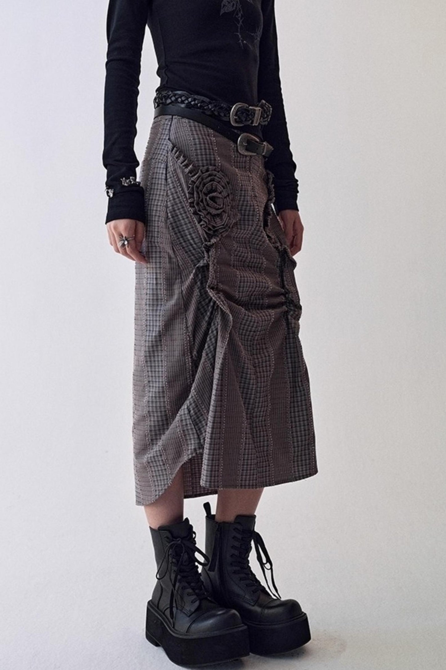 Petal Plaid Flower Shirt Set-Up