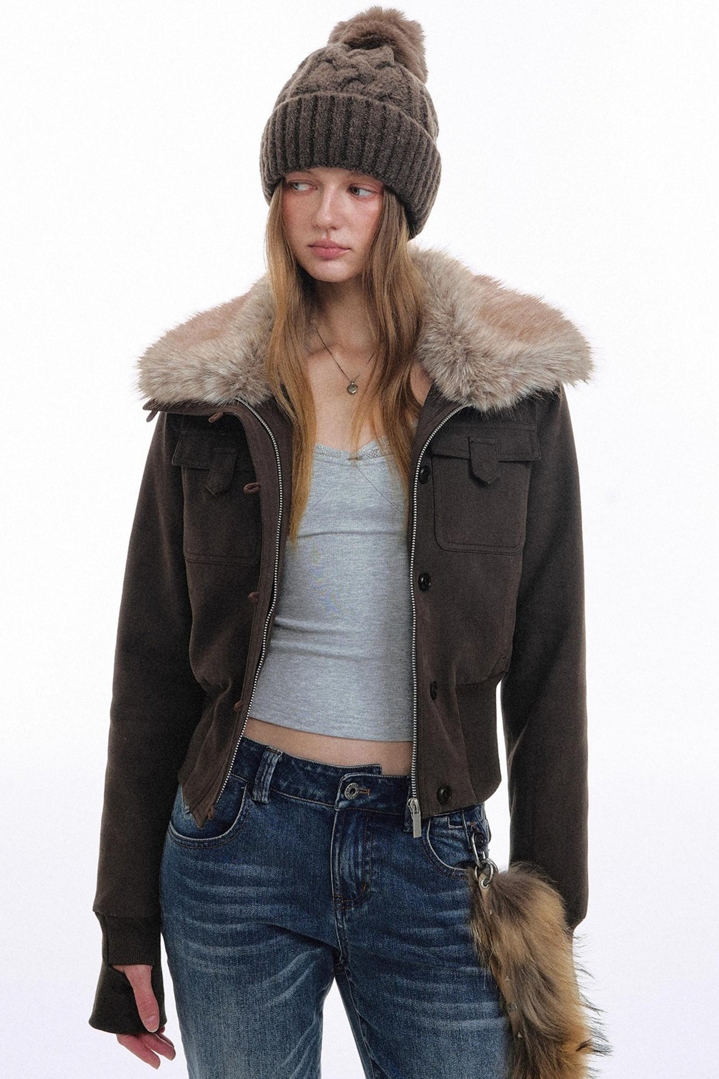 Raccoon Fur Lapel Jacket