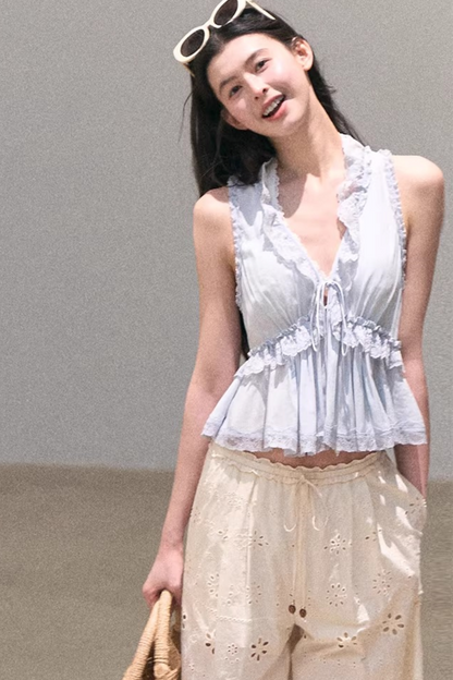 Hidden Petals Silk Lace Top