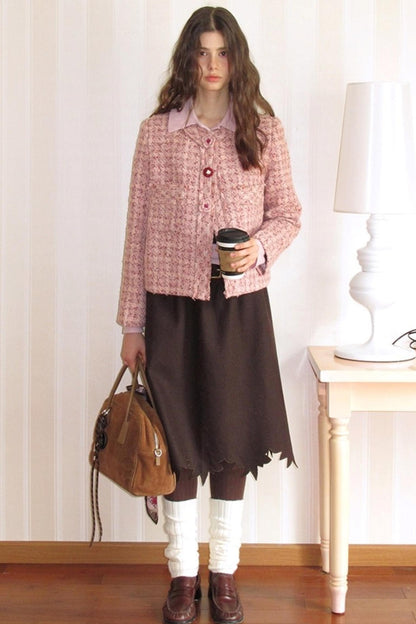 Wooden Tone Wool Skirt