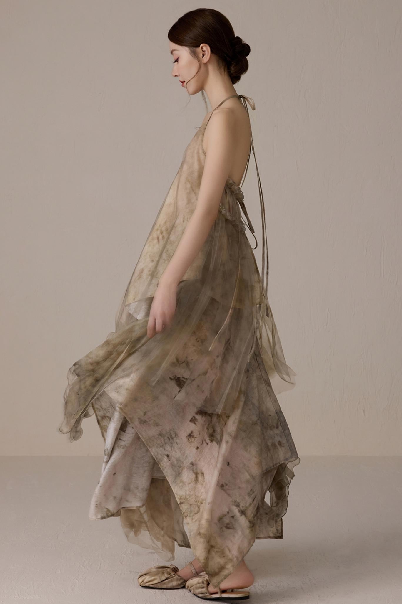 Floral Mesh Tie Neck Camisole