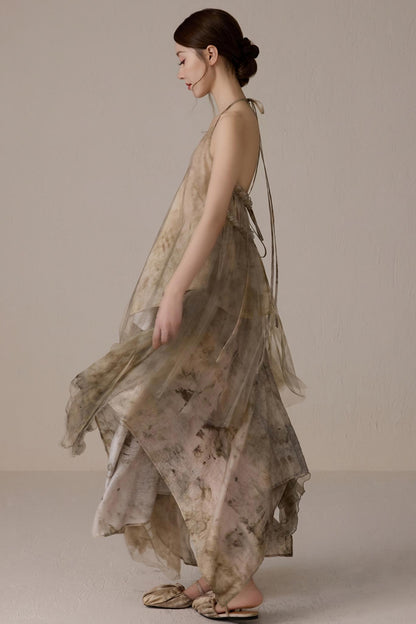 Floral Mesh Tie Neck Camisole