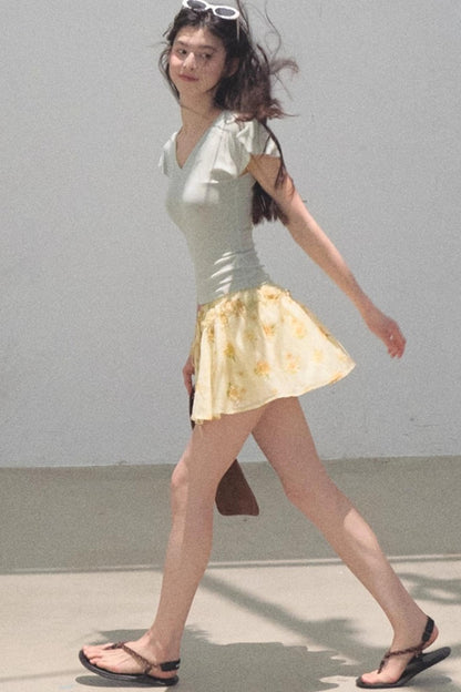 Embroidered Lyocell Puffy A-Line Skirt