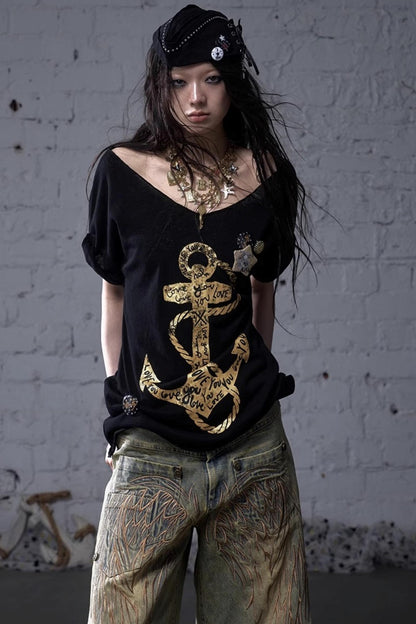 White-Black Sailor Hat