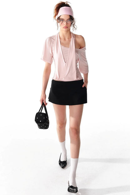 Soft Skin-Friendly Halterneck Stretch T-Shirt