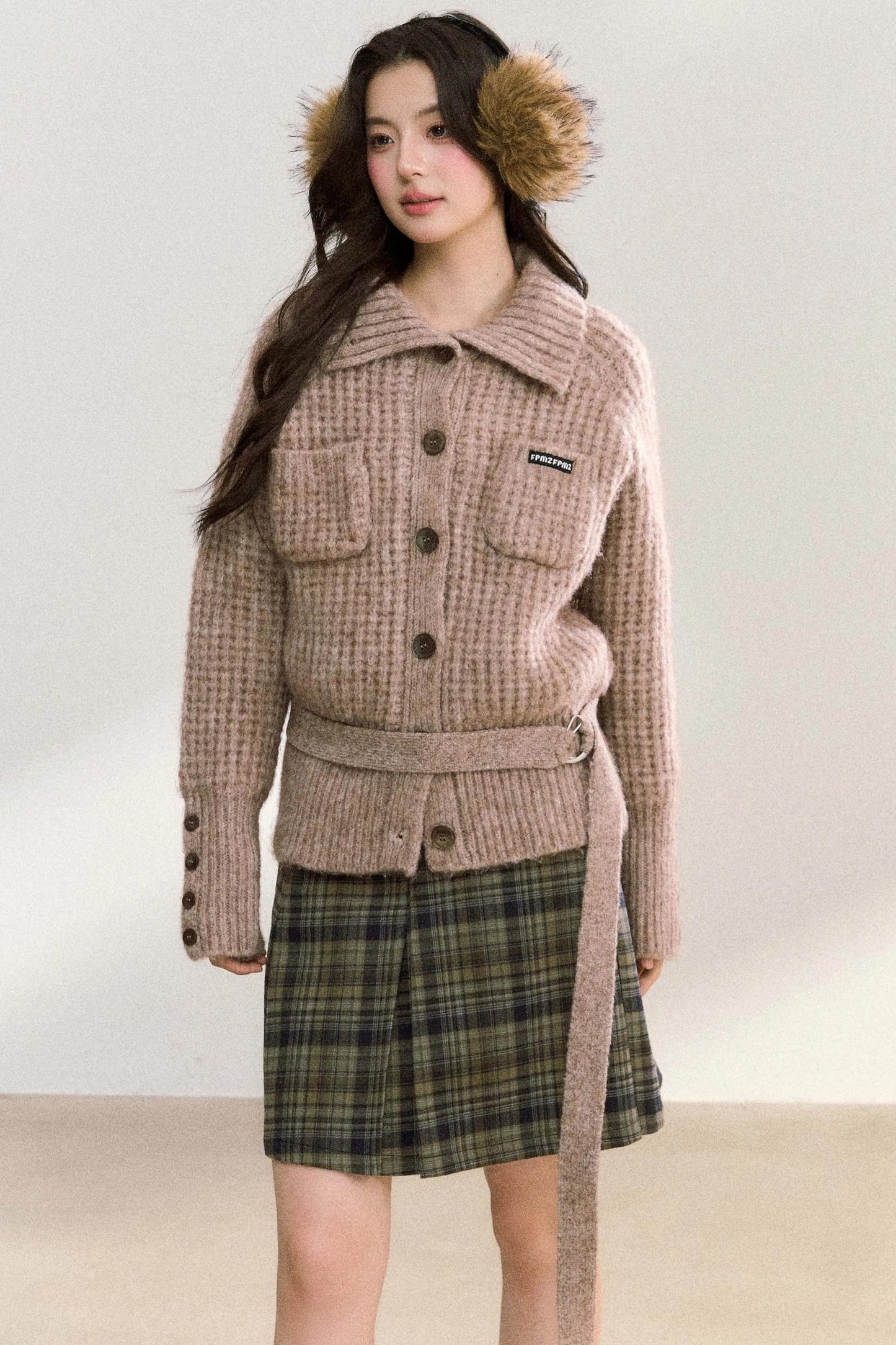 Double Pocket Button-Up Knit Jacket