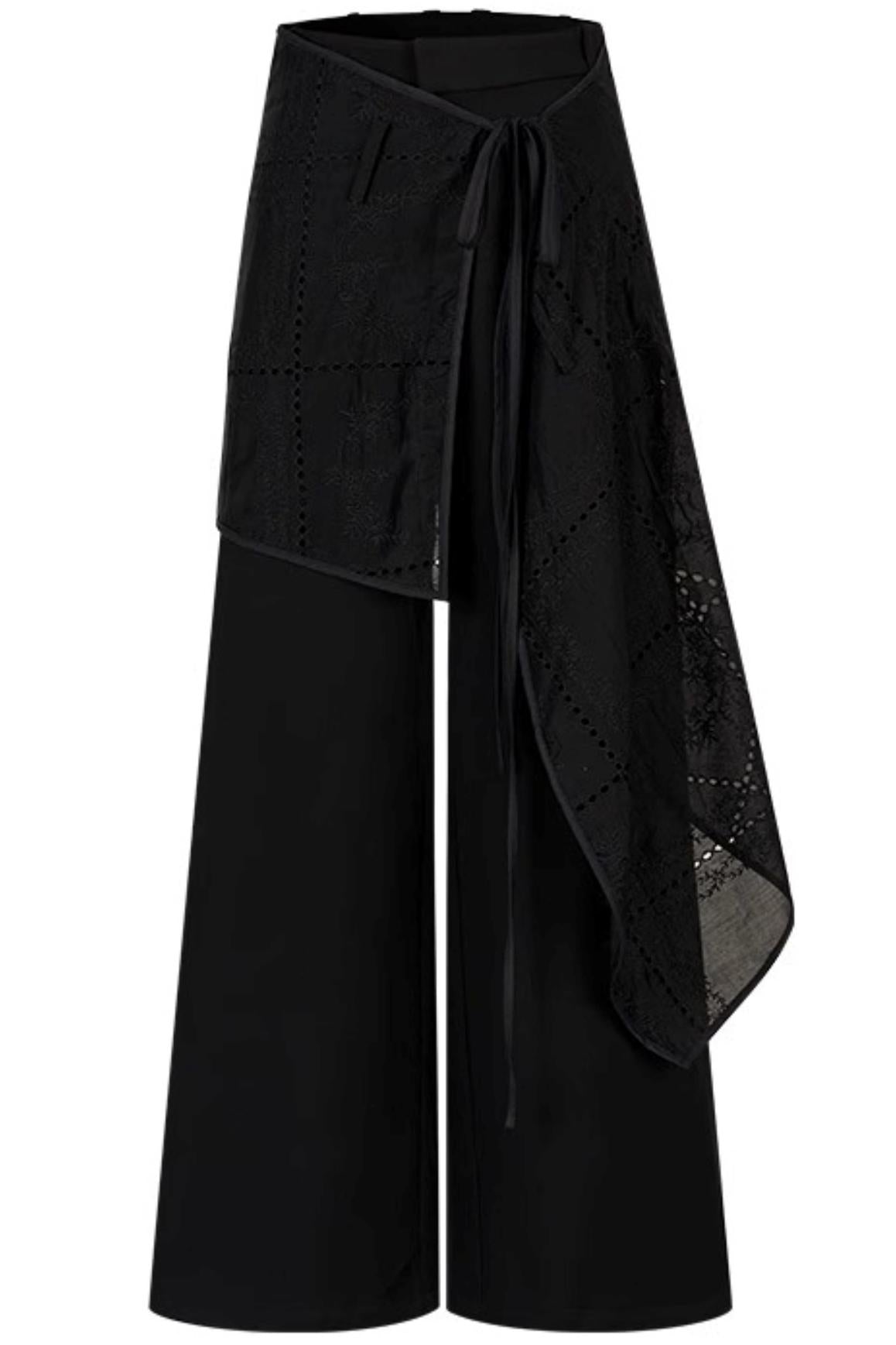 White Lace Wide-Leg Pants