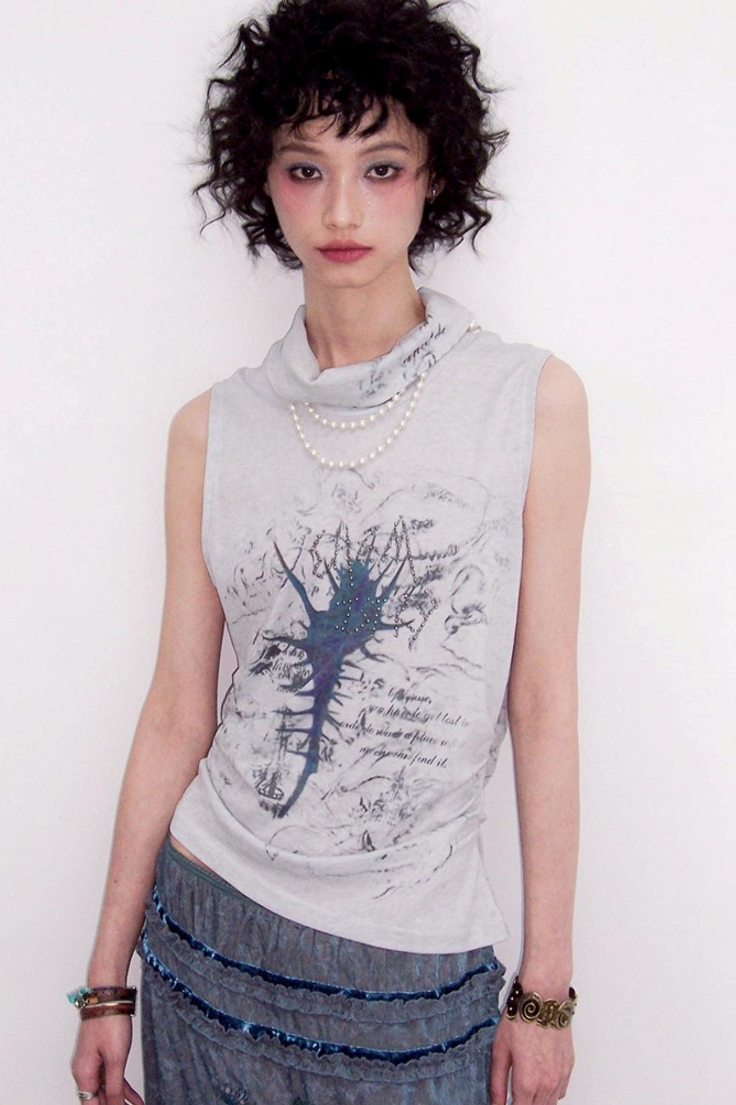 Asymmetrical Pleated Tank Top