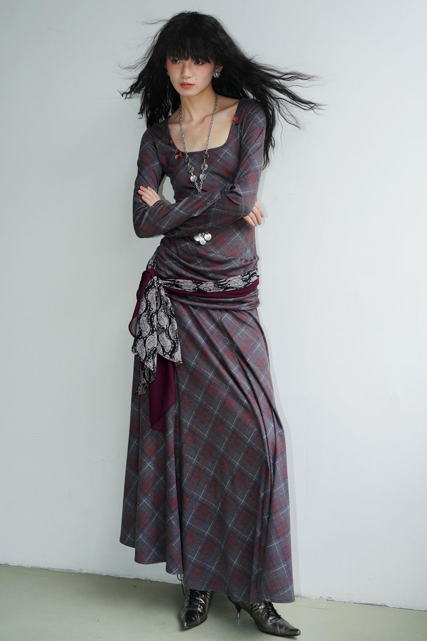 Vintage Check Slim Dress