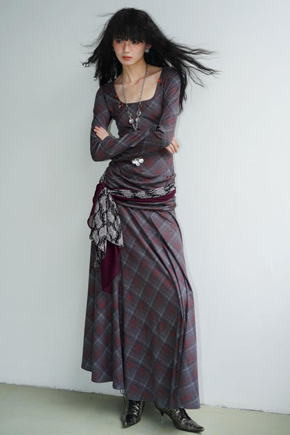 Vintage Check Slim Dress