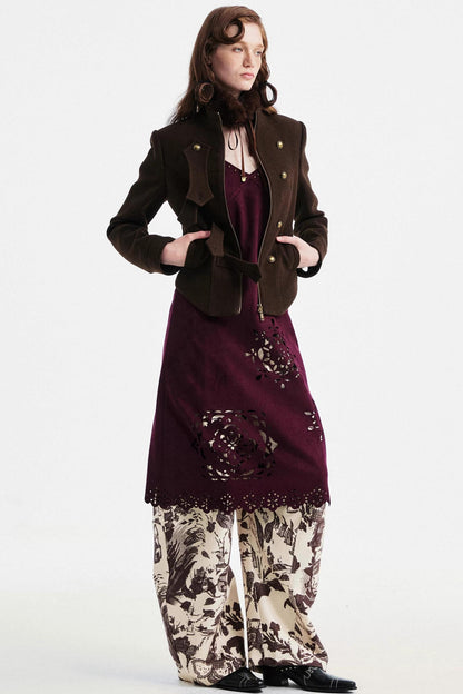 Two-Tone Lace Suede Dress