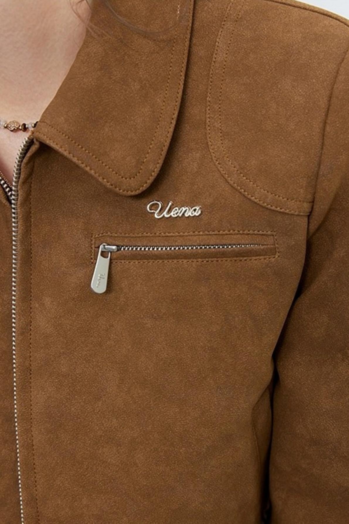 Caramel Brown Faux Suede Jacket Set-Up