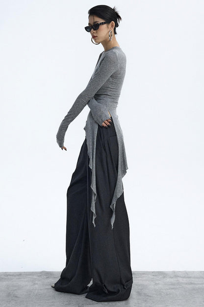 Ruffled Lyocell Asymmetrical Top