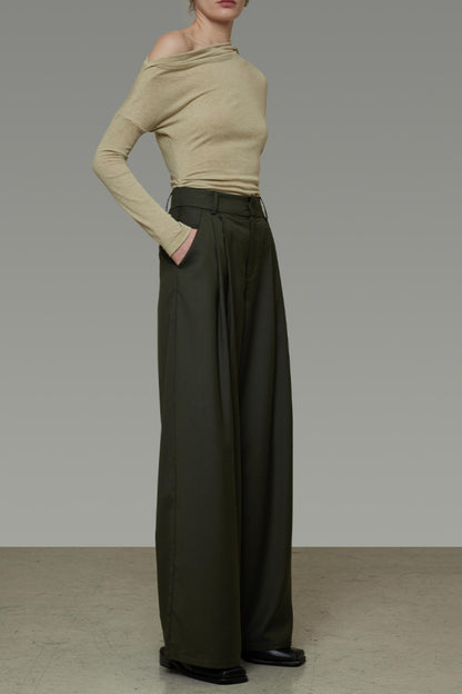 High-End Loose Pleated Coat Set-Up