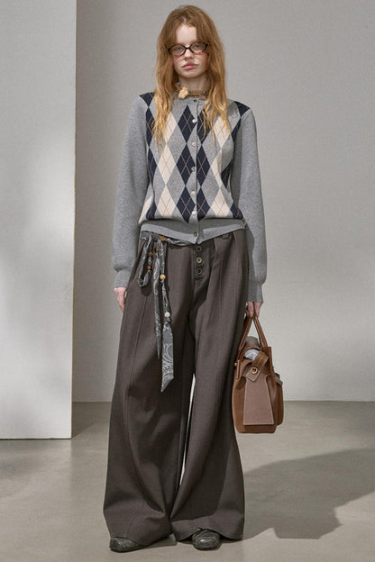 Button Pleated Cargo Pants