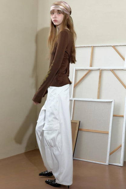 Vintage Printed U-Neck Slim T-Shirt