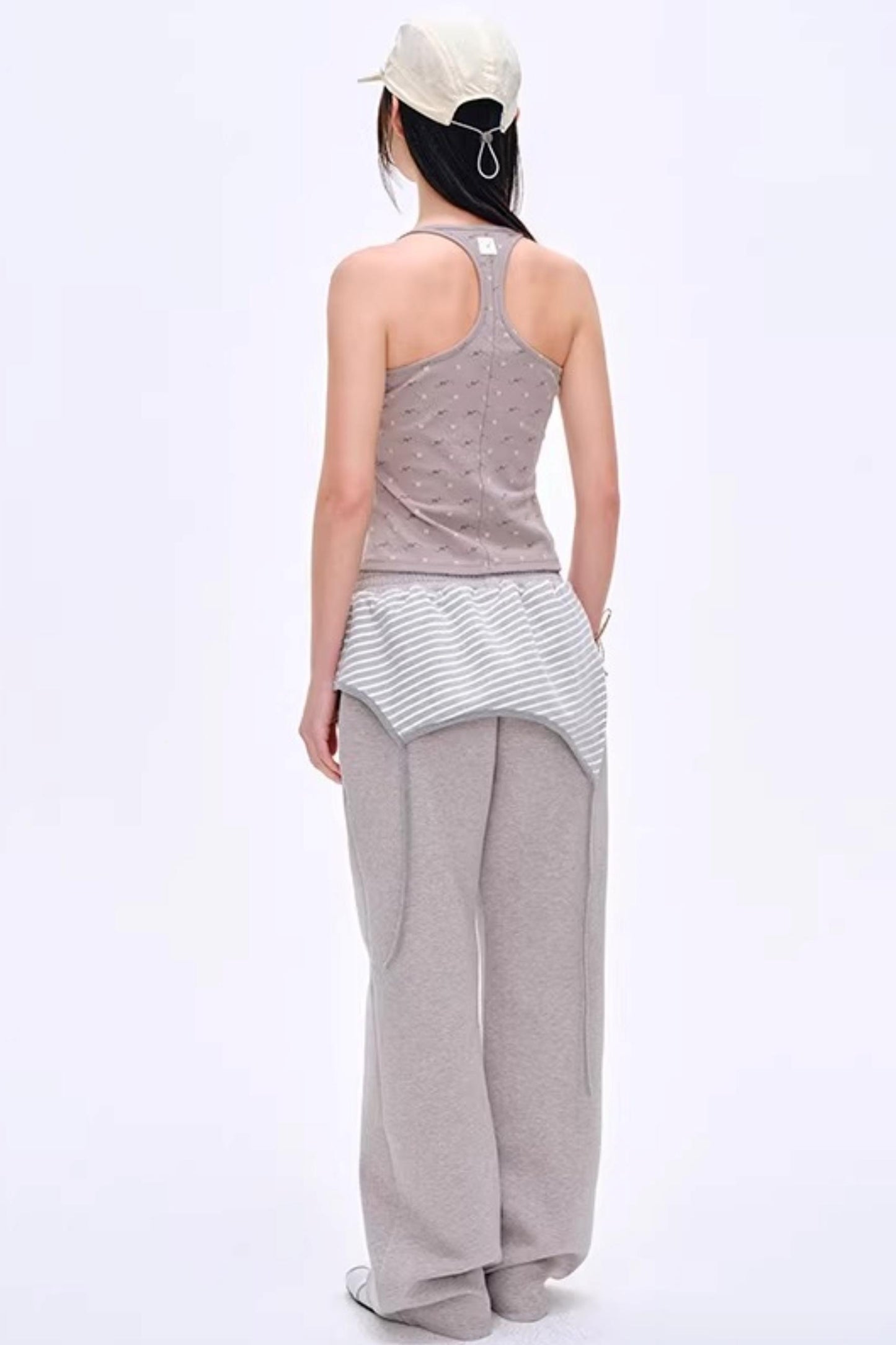 Color-Blocked Striped Cotton Pants