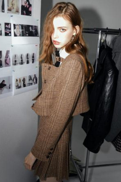 Brown Checked Tweed Jacket