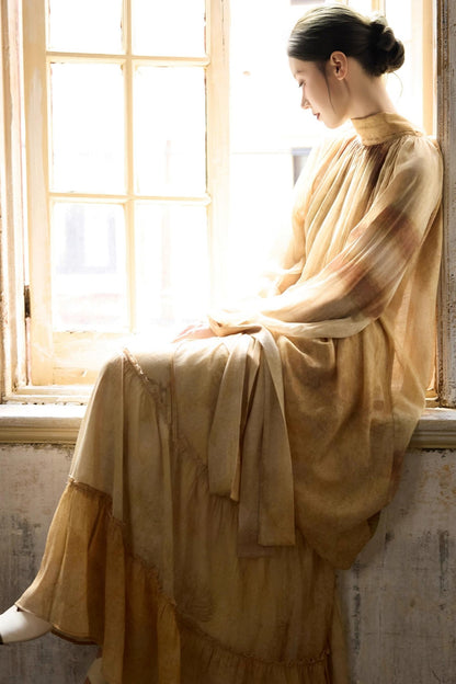 Romantic Lace-up Flowing Skirt Set-Up