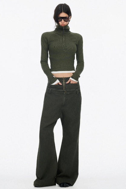 Half-High Collar Knit Top