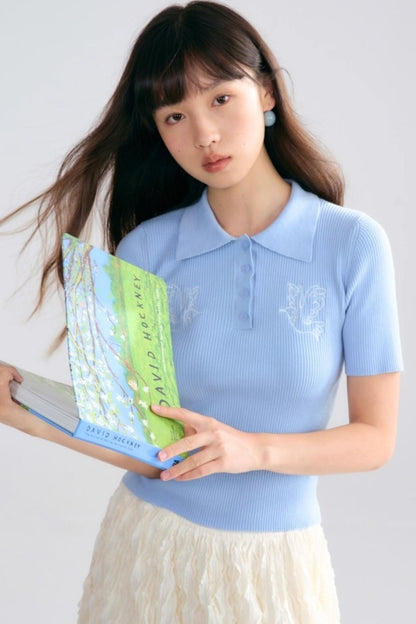 Asuka Love Poems Embroidery Polo Shirt