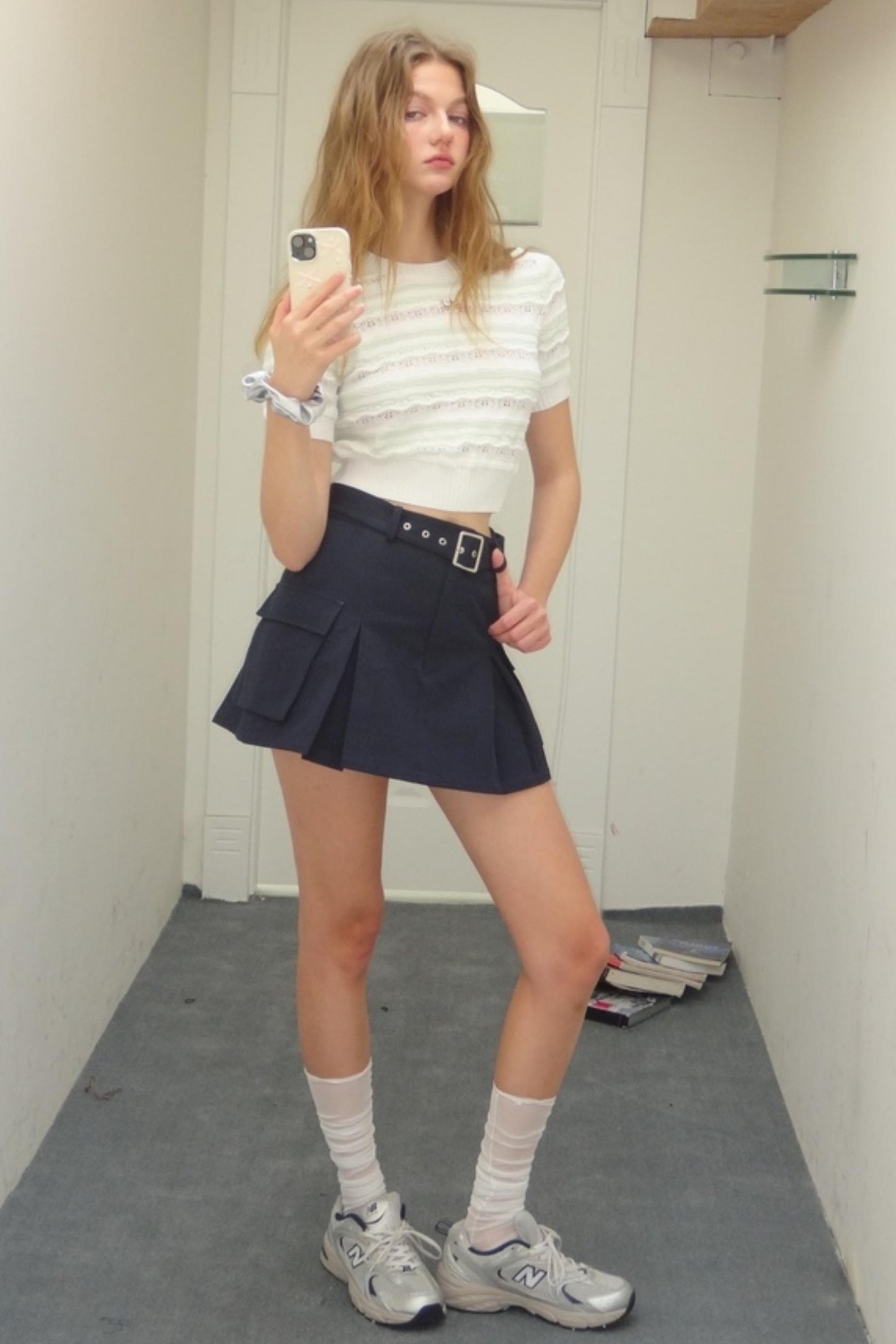 Navy Blue Vintage A-line Skirt