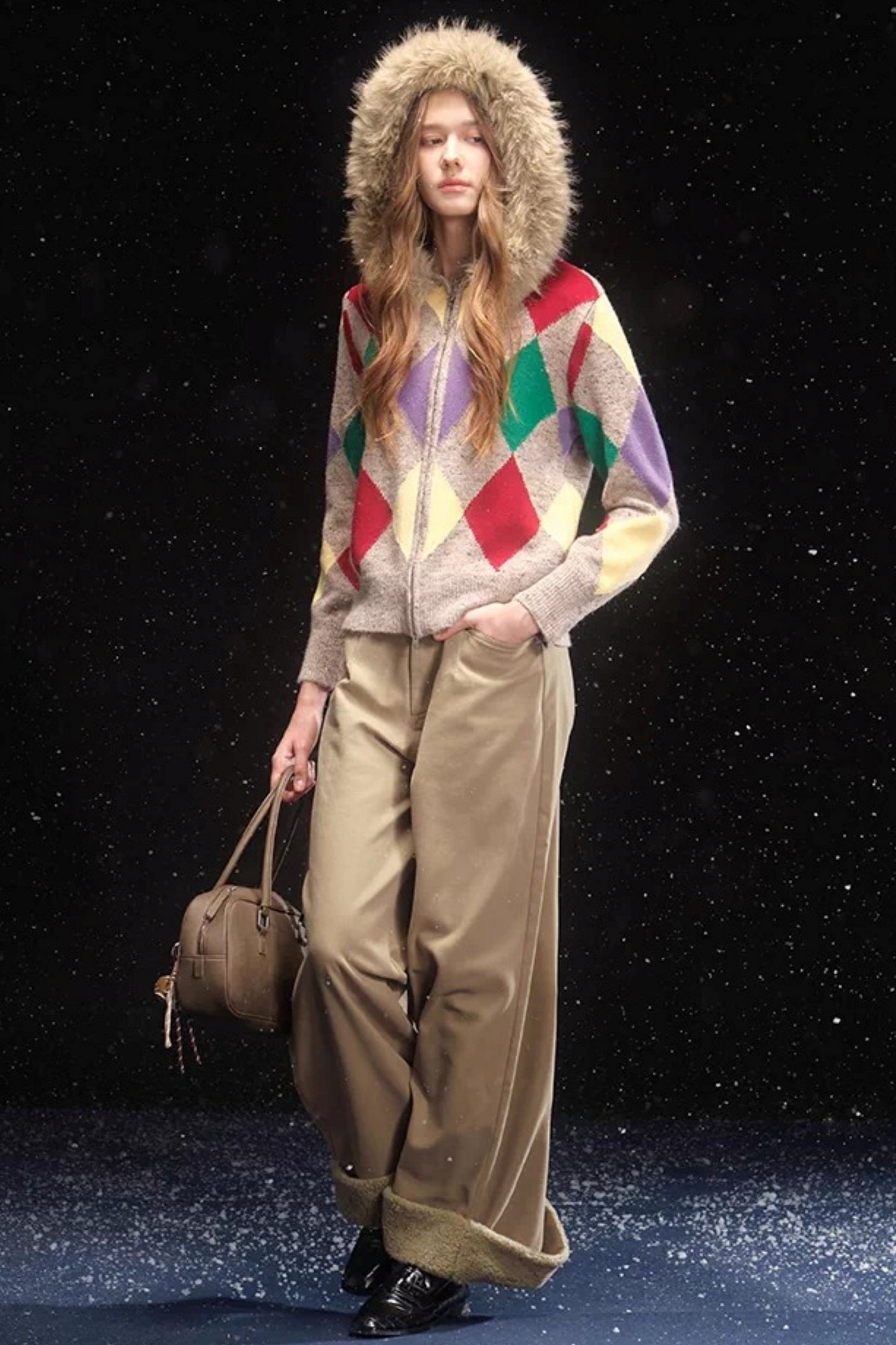 Checkered Argyle Wool Sweater Outer