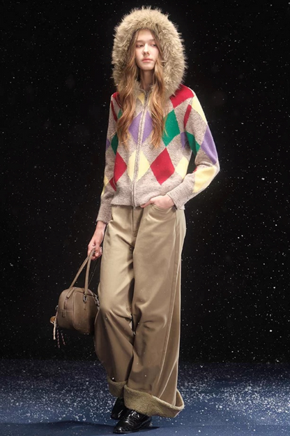 Checkered Argyle Wool Sweater Outer