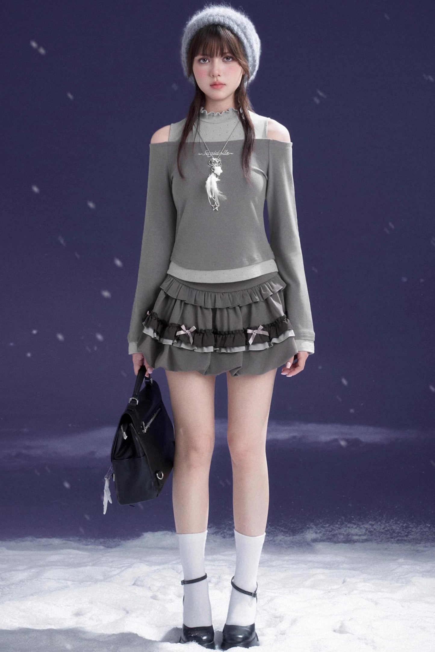 Energetic Two-Tone Off-Shoulder Top