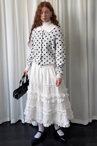 Polka Dot Doll Collar Knitted Cardigan