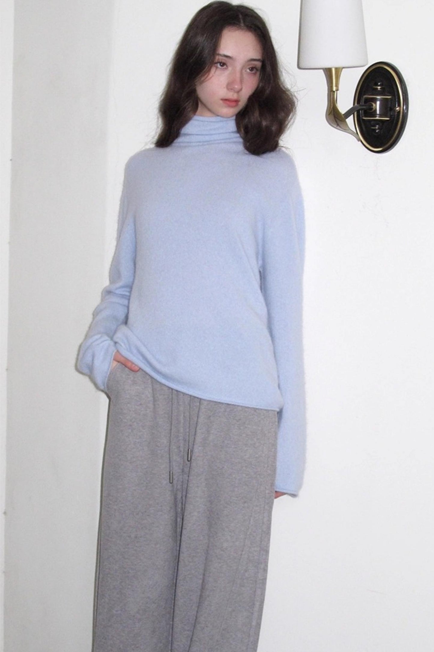Fleece Mist Elastic Waist Knit Pants