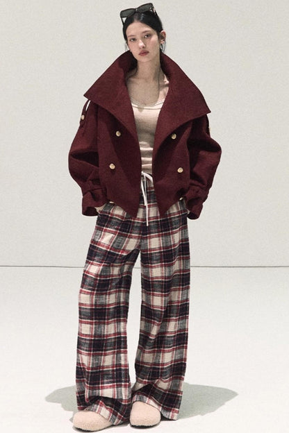 Pure Cotton Plaid Winter Pants