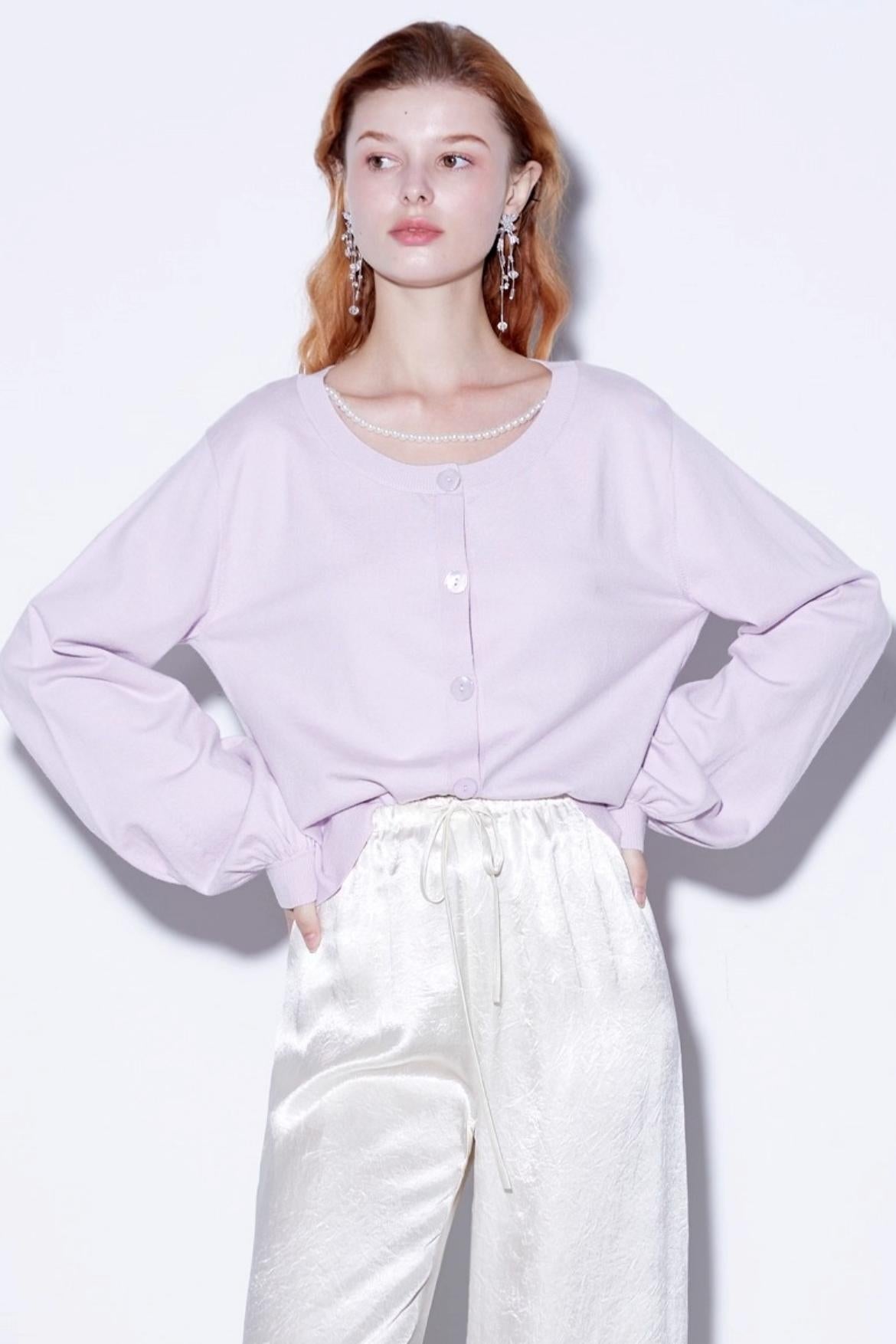 Custom Pearl Silk Cardigan