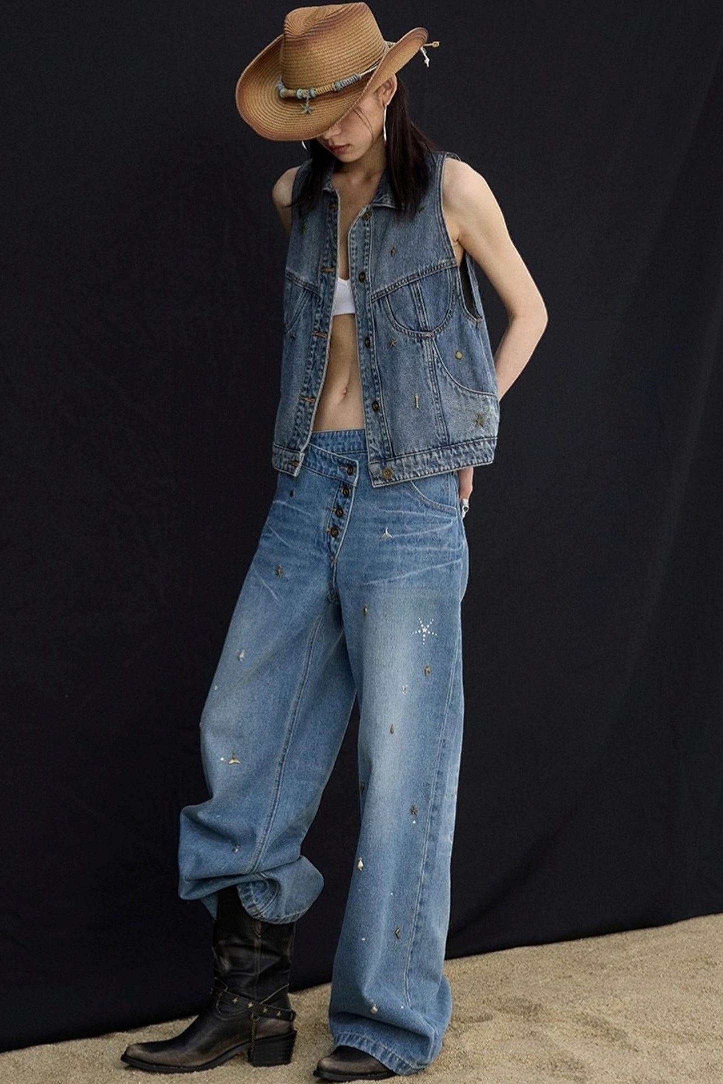 Ocean Blue Denim Vest