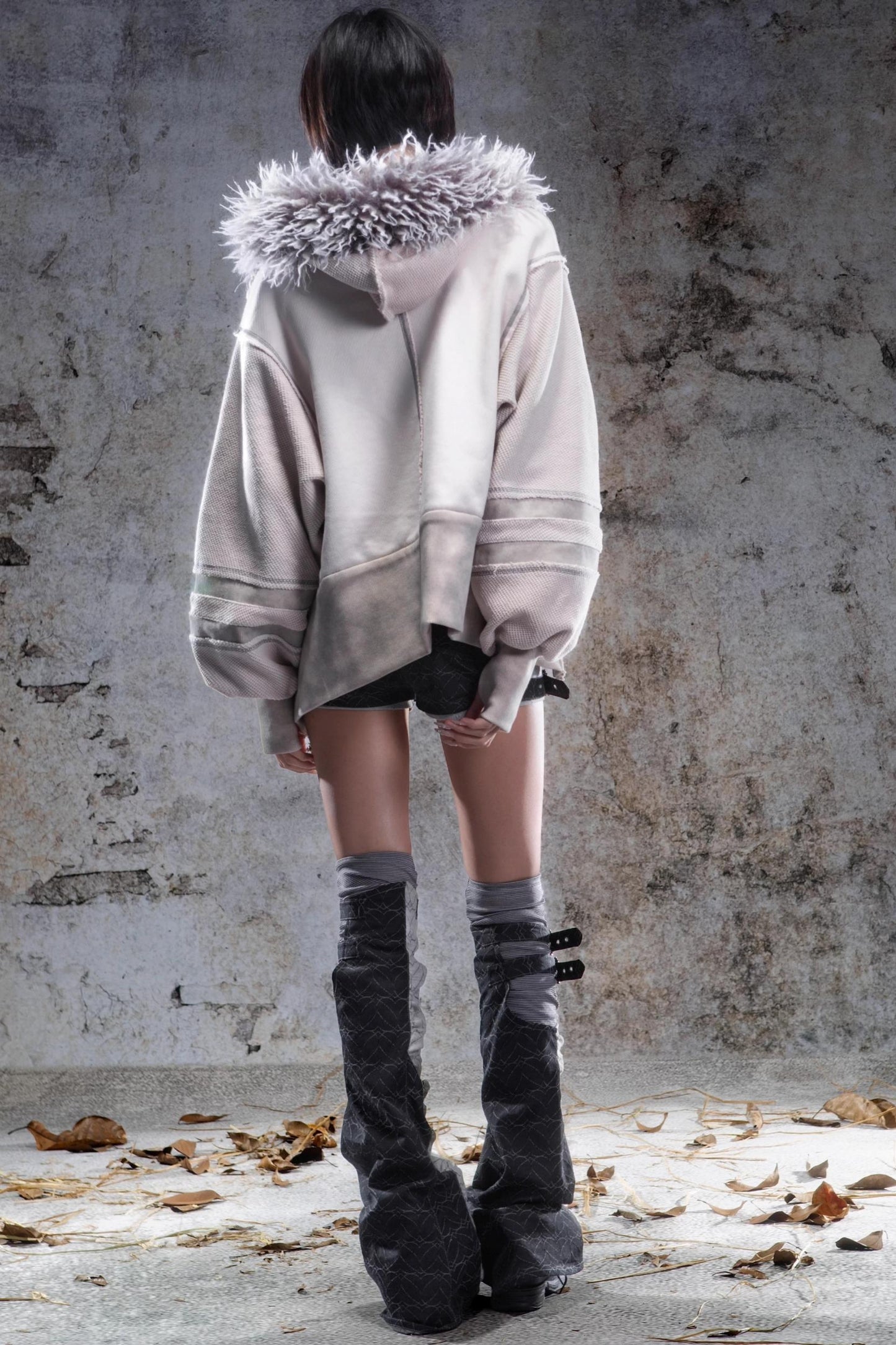 Vintage Lantern Sleeve Hooded Jacket