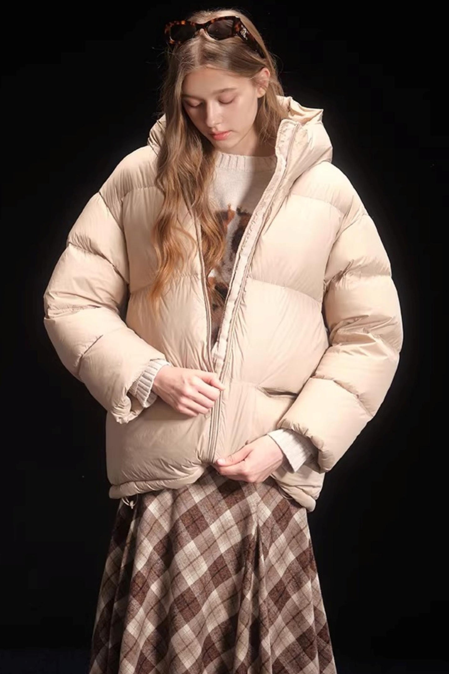Oatmeal Mink Fur Sweater Scarf Set-Up