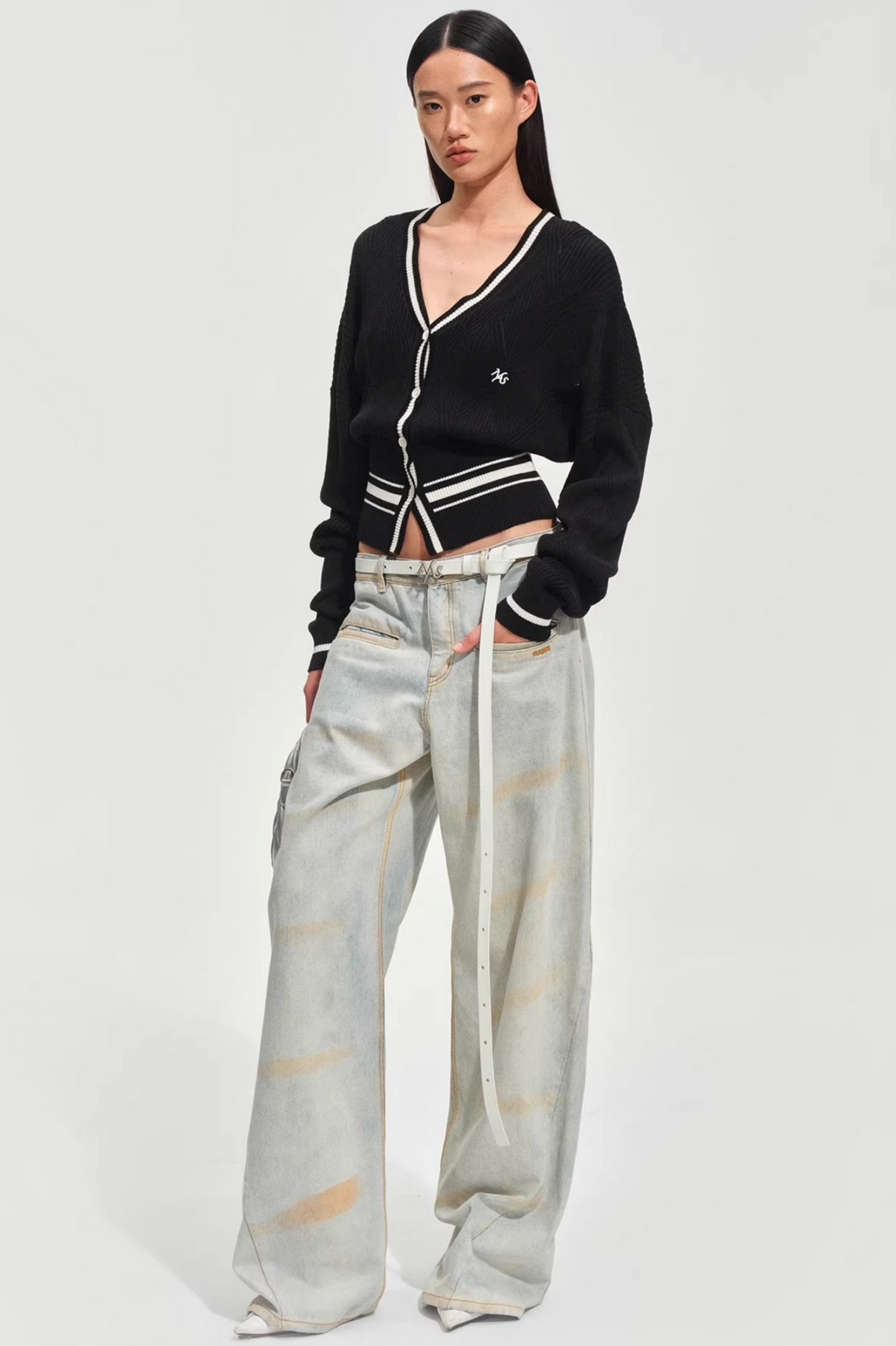 Tencel Wool Striped Cardigan