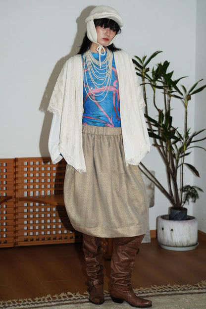 Vintage Paneled Lace Cropped Cardigan Coat