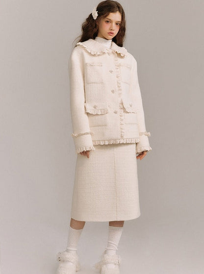 Wool Lace Coat And Skirt Set