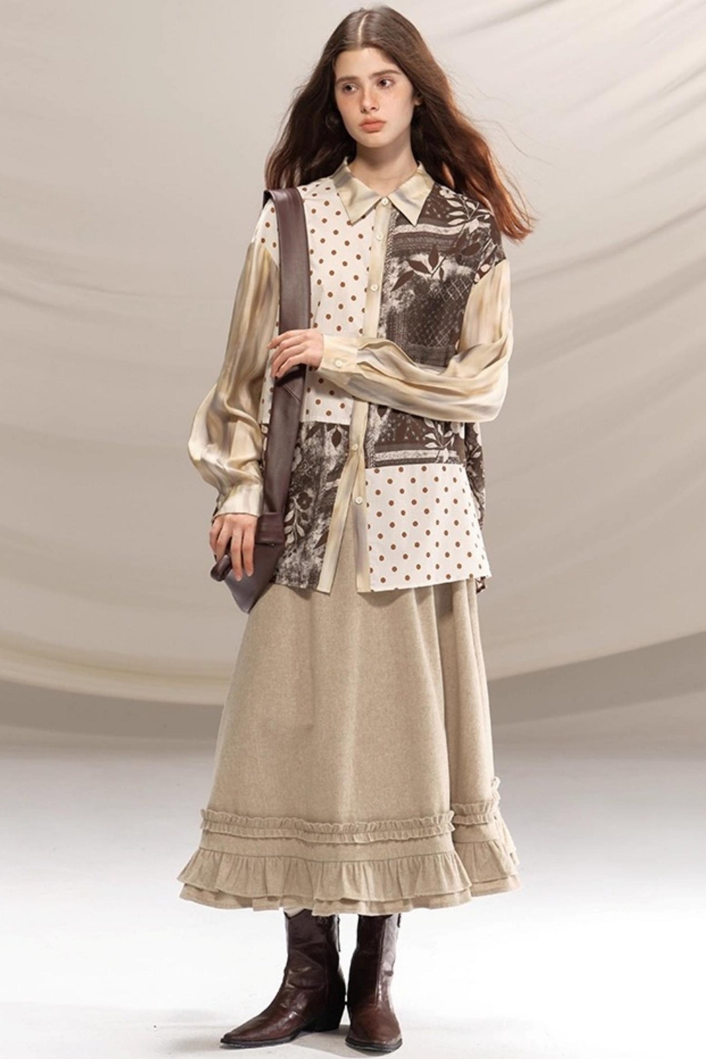 Hazelnut Lace Wool Skirt