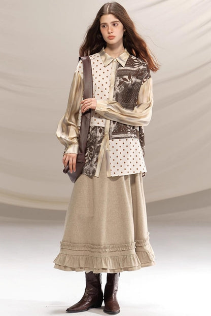 Hazelnut Lace Wool Skirt