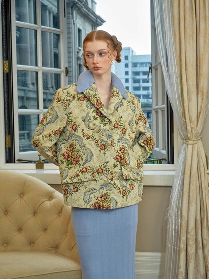 Vintage Floral Patchwork Blue Jacket