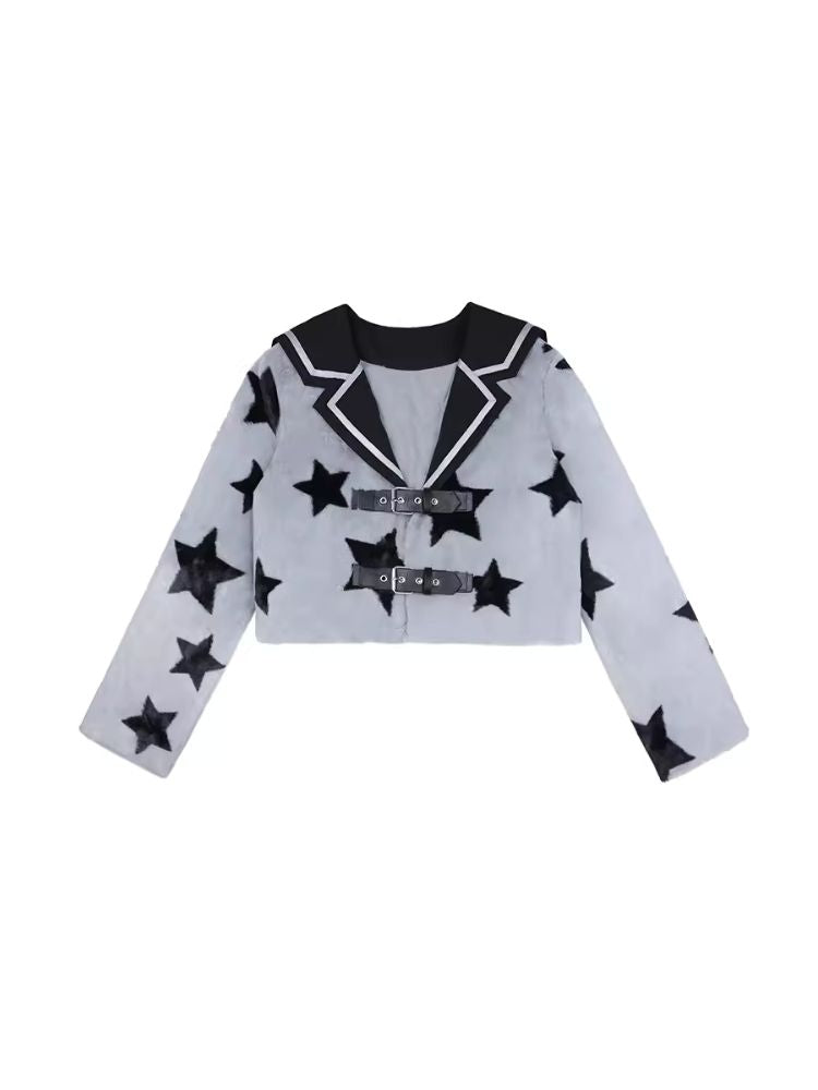 Star Sailor Collar Warm Cotton Jacket