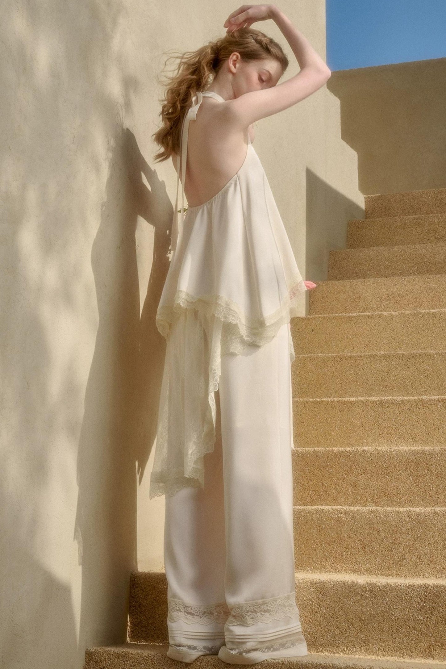 Satin Pearl Lace Suit Set-Up