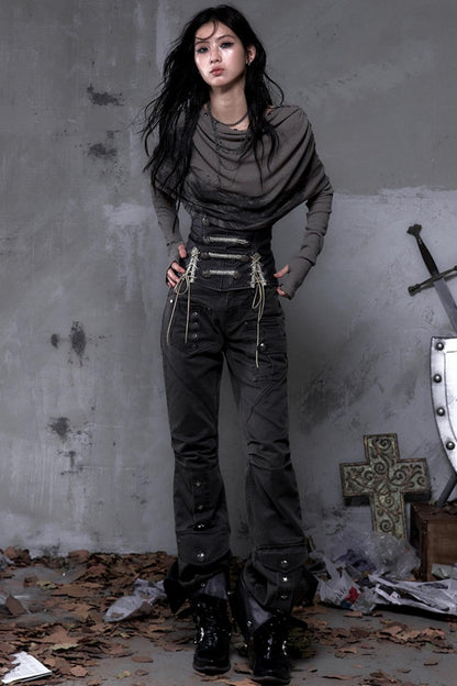 Wasteland Swing Collar Knitted Tops