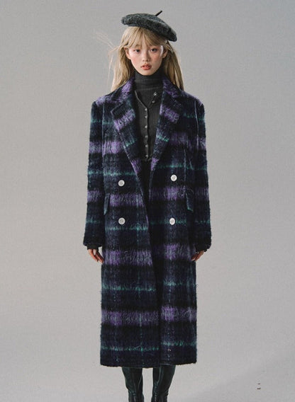 Violet Long Cropped Wool Coat Jacket